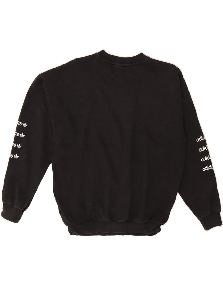 ADIDAS Womens Oversized Graphic Sweatshirt Jumper UK 8 Small Black Cotton Vintage Adidas and Second-Hand Adidas from Messina Hembry 