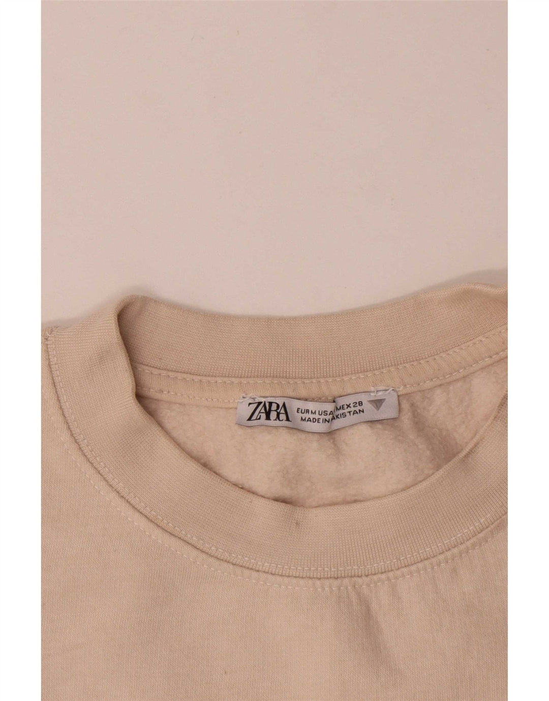 Damska bluza Zara Crop Sweter UK 14 Średnia złamana biała bawełna