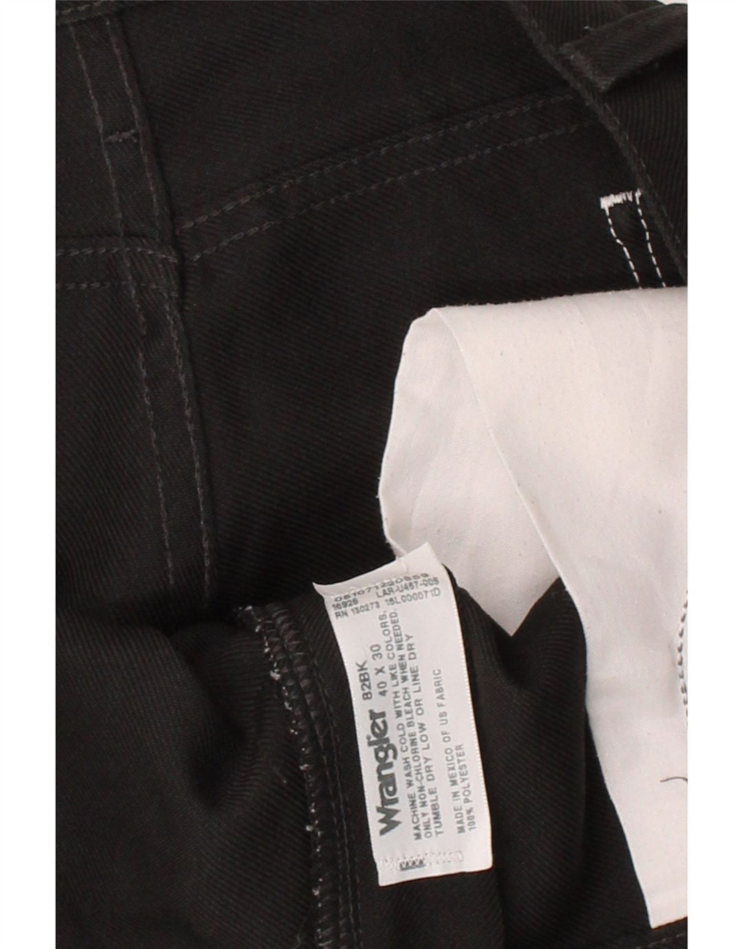 WRANGLER Mens Straight Casual Trousers W40 L30 Black Polyester