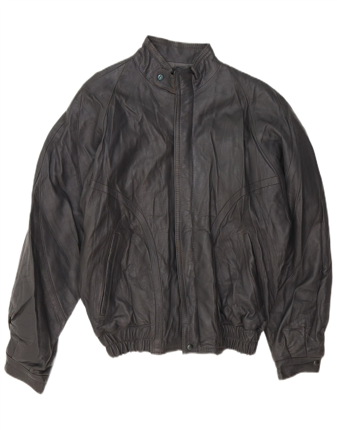 Męska kurtka skórzana VINTAGE UK 40, duża, szara skóra