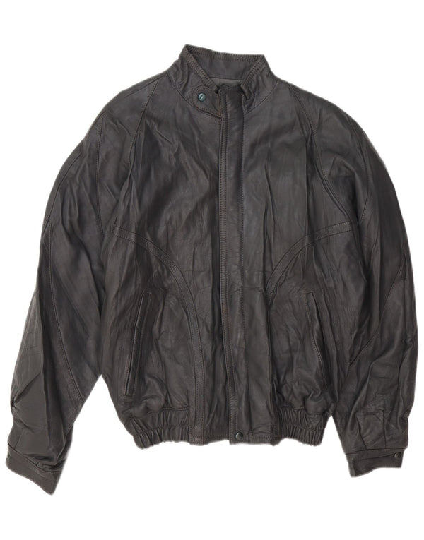 Męska kurtka skórzana VINTAGE UK 40, duża, szara skóra