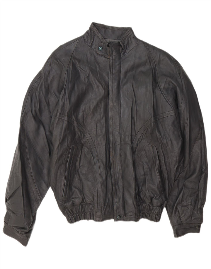 Męska kurtka skórzana VINTAGE UK 40, duża, szara skóra