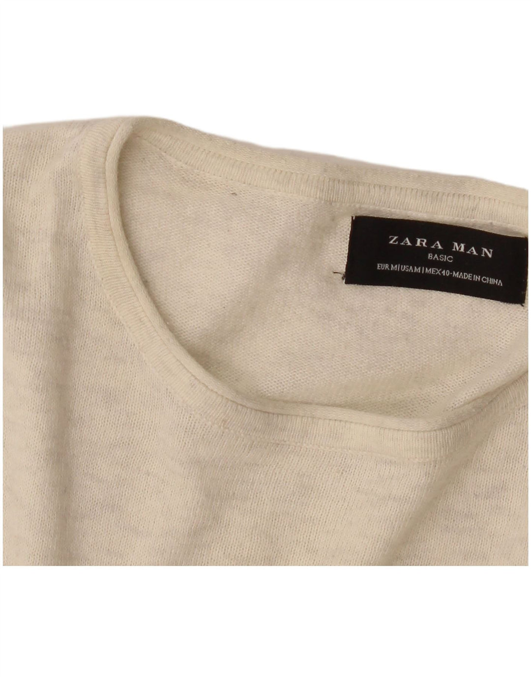 Męski sweter Zara z dekoltem w łódkę, średni beż, nakrapiany