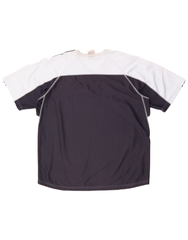 Adidas Męski T-Shirt Top XL Niebieski Poliester z blokami kolorów