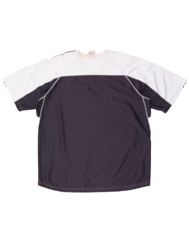 Adidas Męski T-Shirt Top XL Niebieski Poliester z blokami kolorów