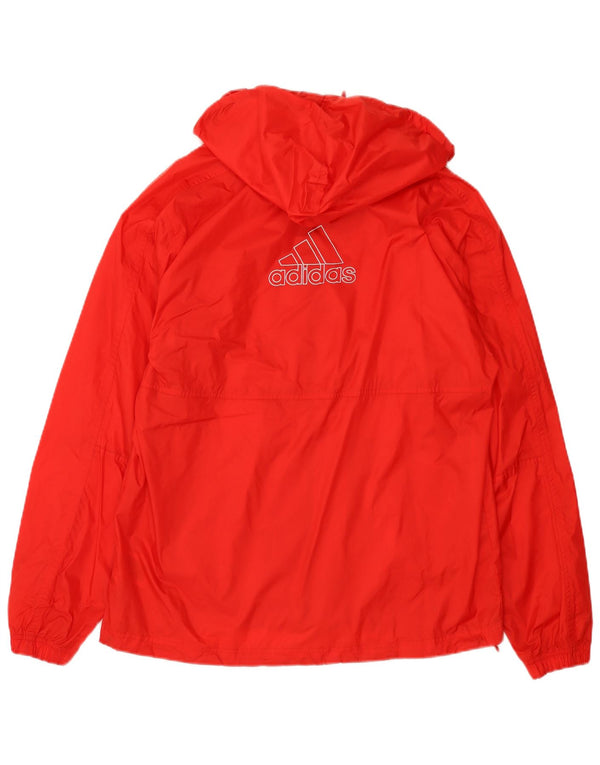 Męska kurtka przeciwdeszczowa ADIDAS z kapturem i grafiką UK 36 Small Red Nylon