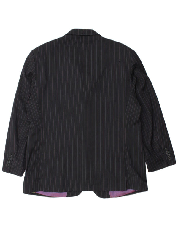 TED BAKER Męska marynarka zapinana na 2 guziki UK 44 2XL Czarna wełniana w prążki