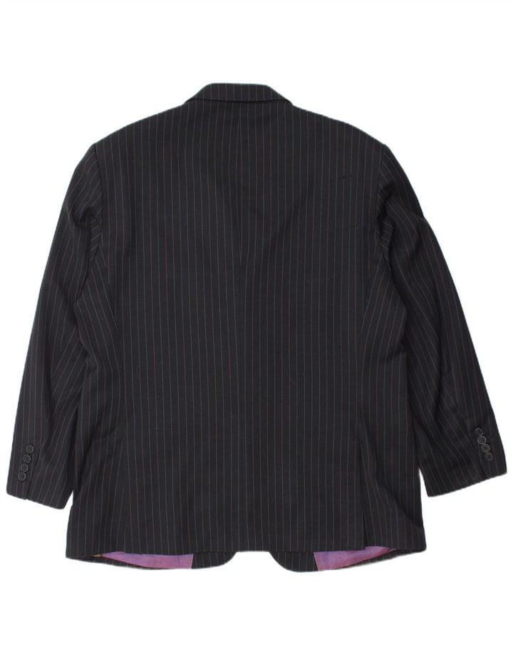 TED BAKER Męska marynarka zapinana na 2 guziki UK 44 2XL Czarna wełniana w prążki