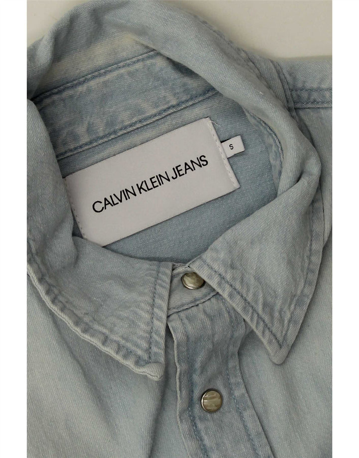 Męska koszula dżinsowa Calvin Klein Jeans, mała, niebieska