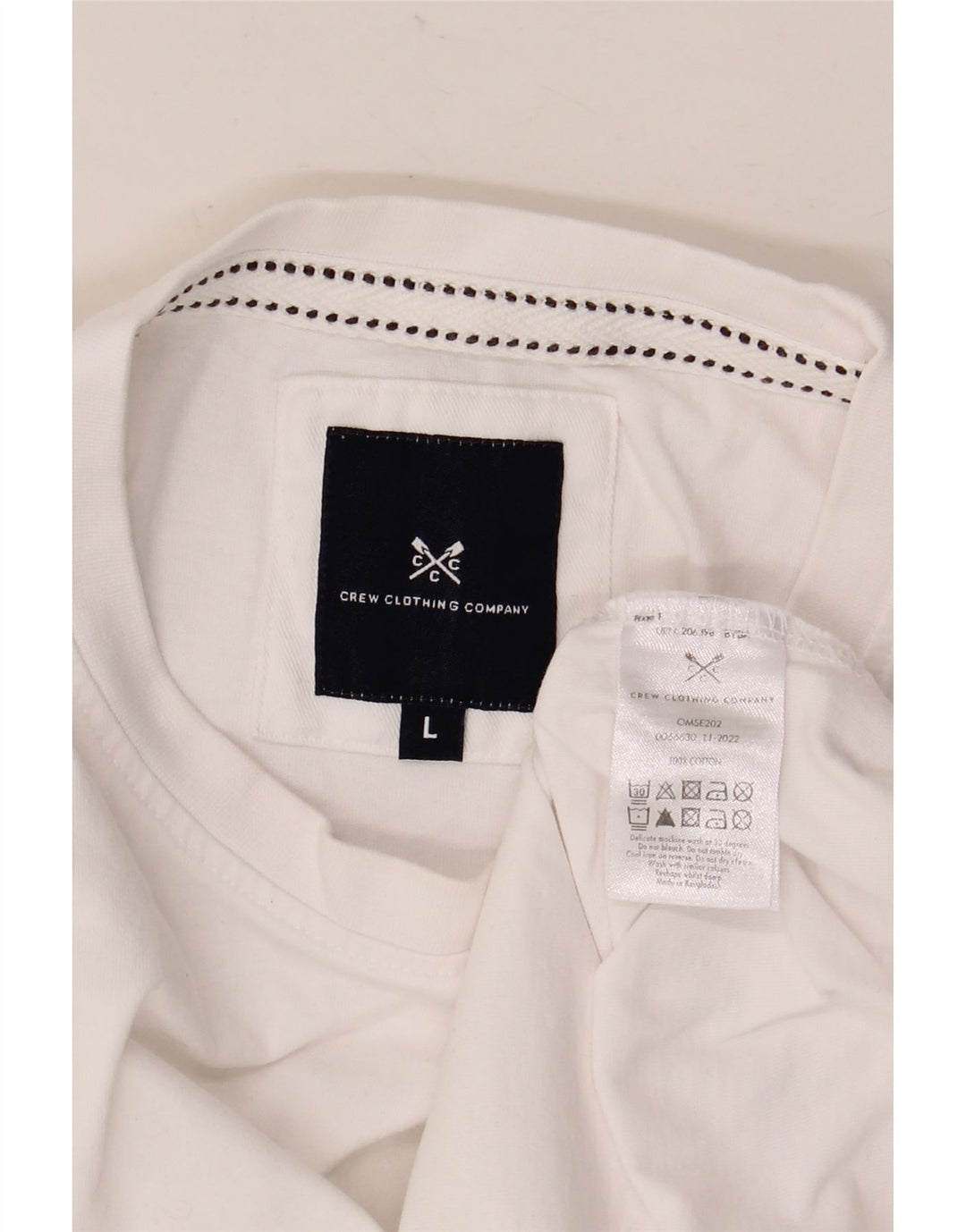CREW CLOTHING Męski T-shirt Top, duży, biały, bawełniany