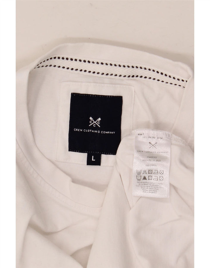 CREW CLOTHING Męski T-shirt Top, duży, biały, bawełniany