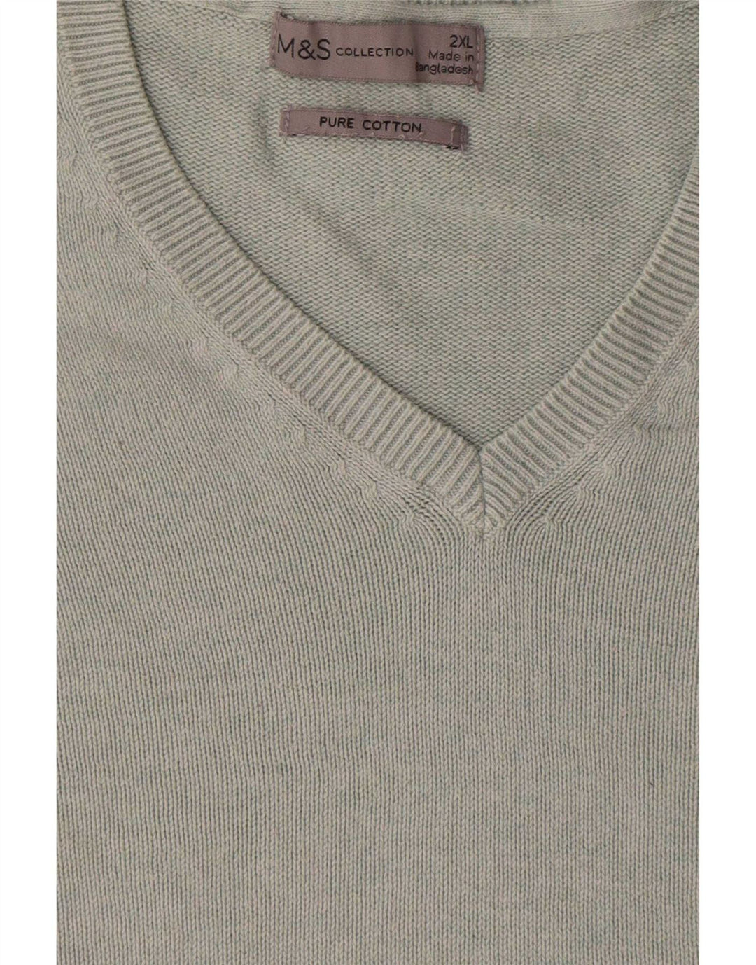 Marks & Spencer Męski sweter z dekoltem w kształcie litery V, 2XL, szary, bawełniany