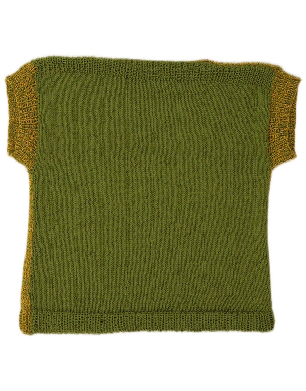 Tank top damski w stylu vintage, UK 8, mały, zielony, nakrapiany