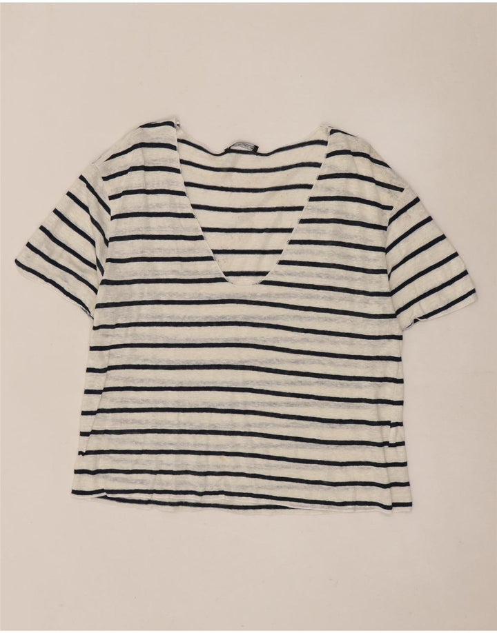 T-shirt damski Zara Top UK 14 w duże białe paski
