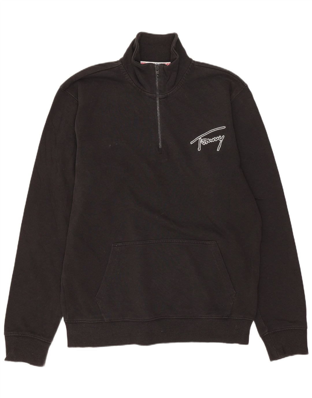 Męski sweter TOMMY HILFIGER z zamkiem błyskawicznym, średniej wielkości, czarny, bawełniany