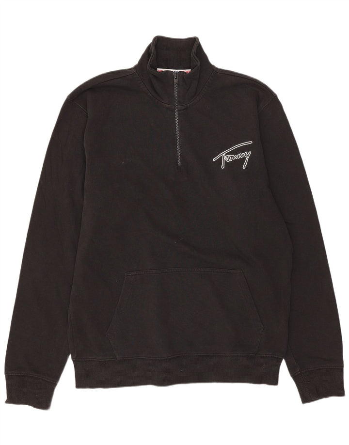 Męski sweter TOMMY HILFIGER z zamkiem błyskawicznym, średniej wielkości, czarny, bawełniany