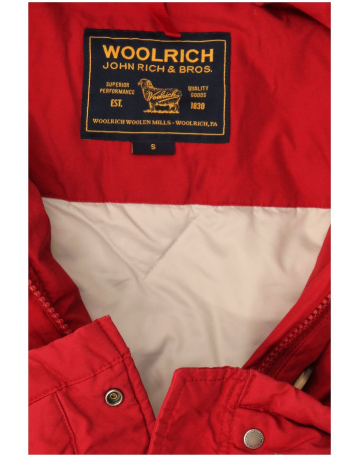 Damski płaszcz z kapturem, oversize, wyściełany Woolrich UK 10 Small Burgundy