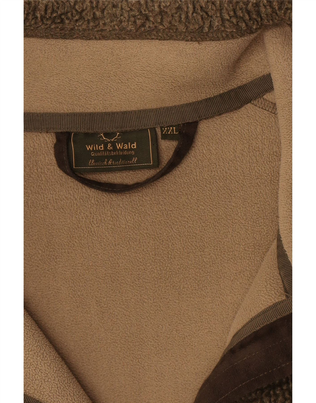 Męska kurtka polarowa Vintage UK 44 2XL Khaki, poliester z blokami kolorów