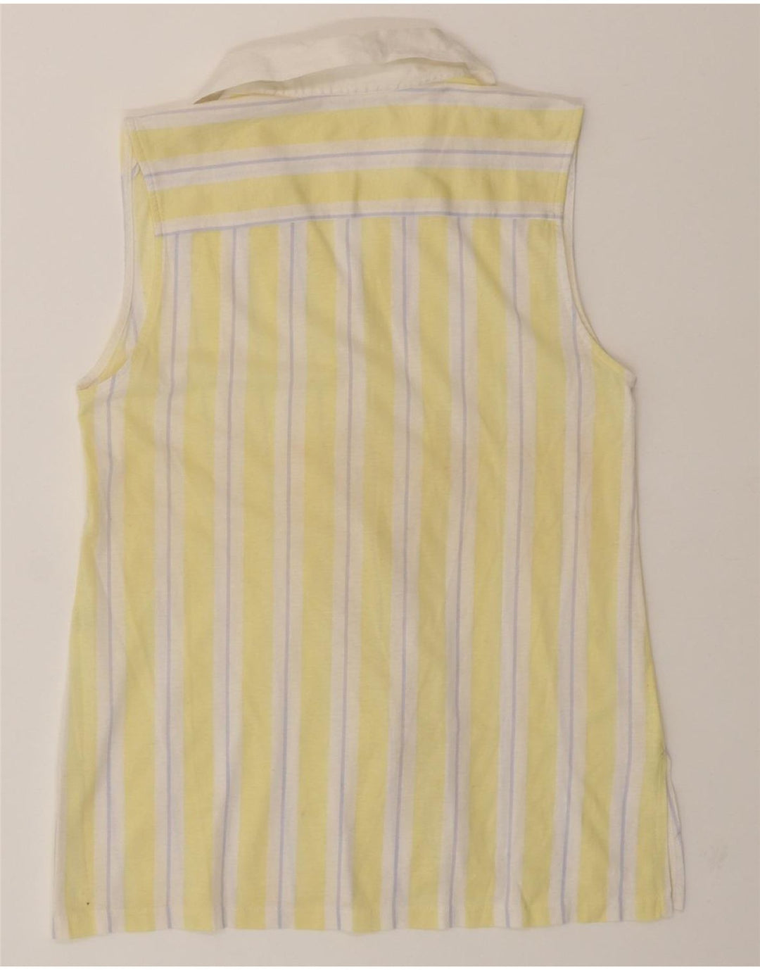 VINTAGE Womens Sleeveless Shirt EU 38 Medium Yellow Striped Cotton Vintage Vintage and Second-Hand Vintage from Messina Hembry 