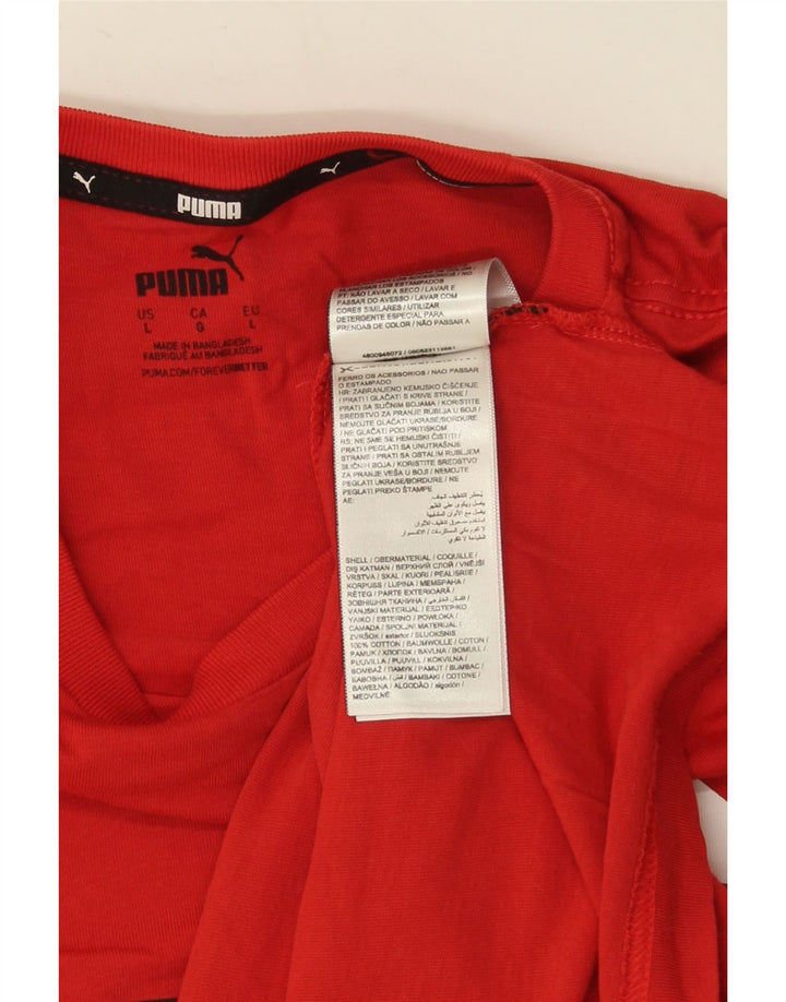 Męski T-shirt z grafiką Puma, duży, czerwony, bawełniany