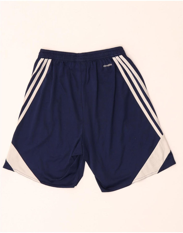 Męskie spodenki sportowe Adidas Climalite, małe, granatowe, z blokami kolorów, poliestrowe