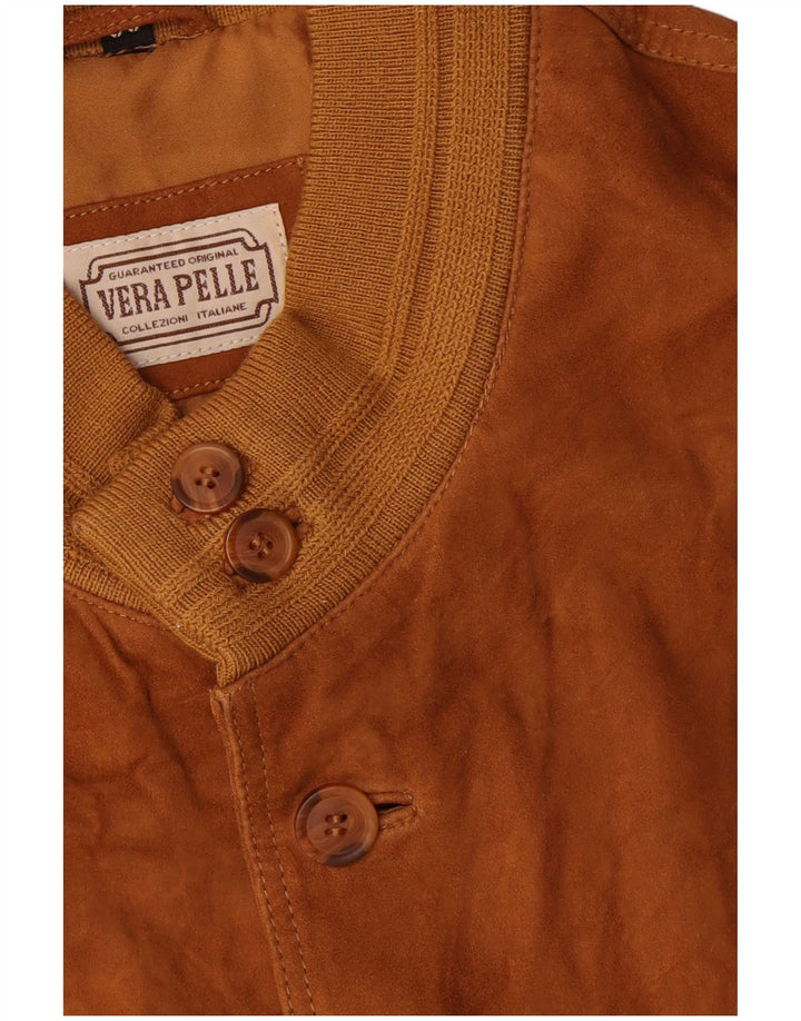 Vintage męska zamszowa kurtka bomber IT 56 3XL brązowa skóra