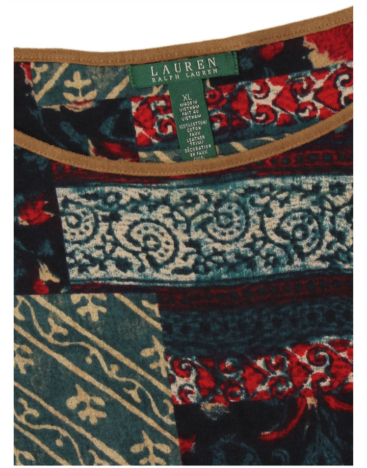 Damska sukienka o linii A Ralph Lauren UK 18 XL Wielokolorowa patchworkowa bawełna