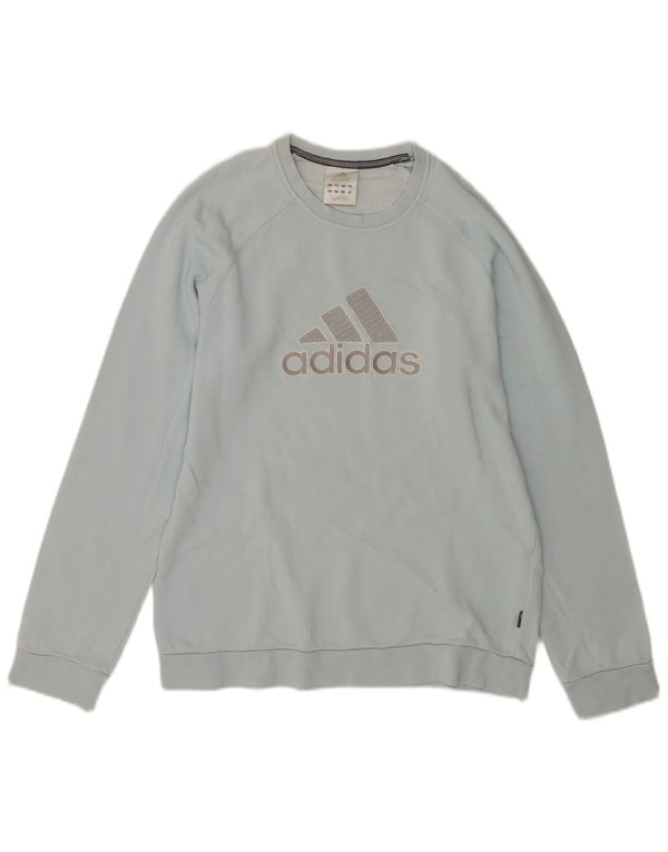 Adidas Męska bluza z grafiką, mała, niebieska, bawełniana