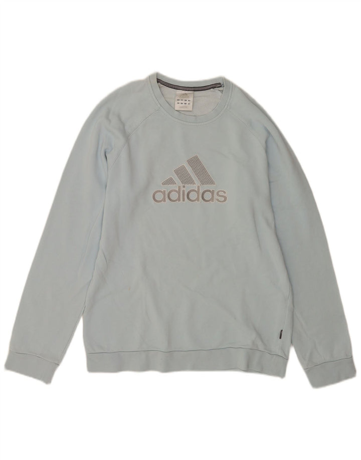 Adidas Męska bluza z grafiką, mała, niebieska, bawełniana