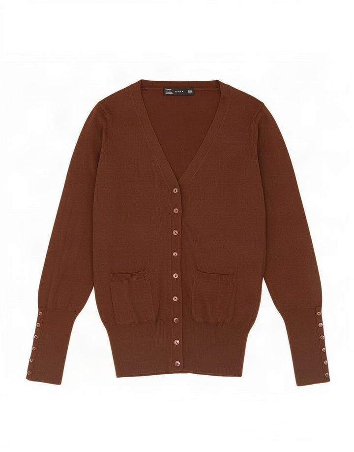 Sweter damski Zara UK 14 Średni brązowy sztuczny jedwab