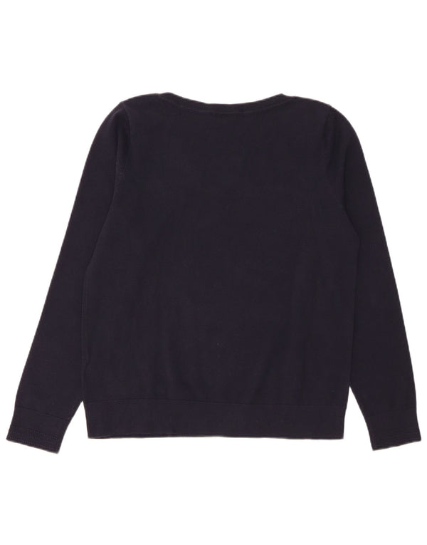 Damski sweter Tommy Hilfiger z dekoltem w łódkę UK 14, duży, granatowy, bawełniany