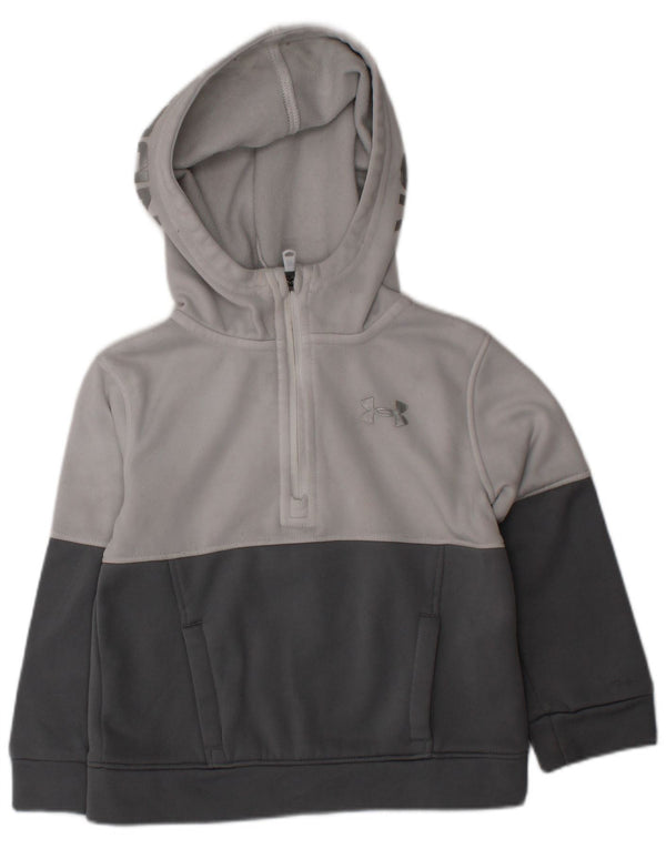UNDER ARMOUR Baby Boys Graphic Hoodie Jumper 12-18 Months Grey Colourblock