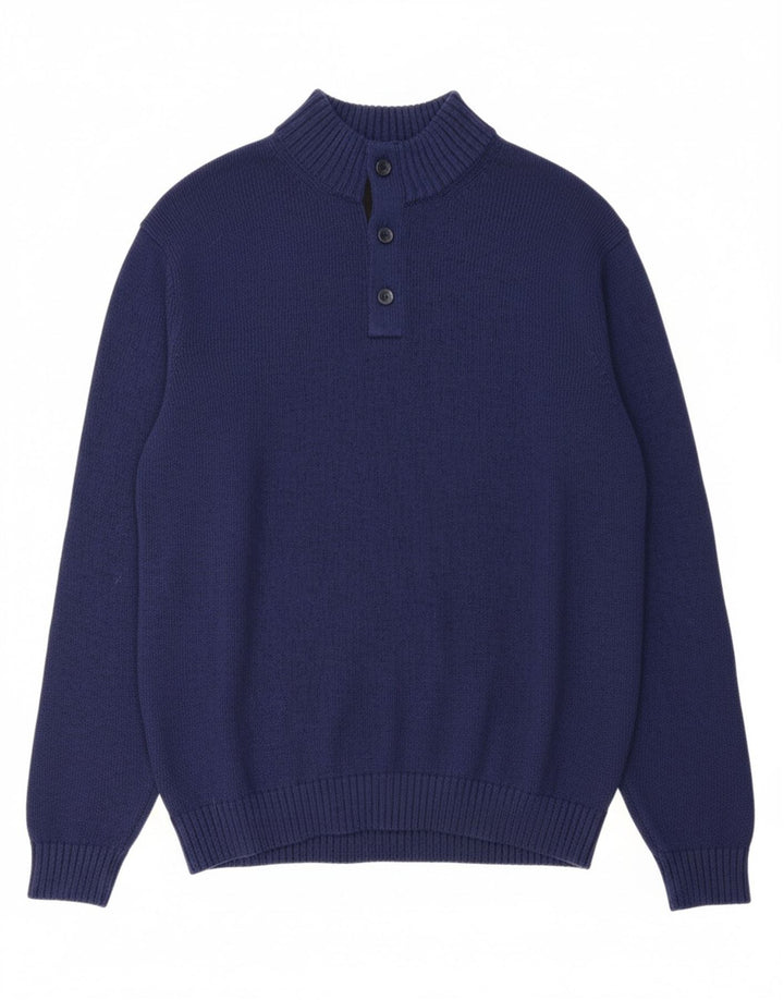 IZOD Mens Button Neck Jumper Sweater XL Navy Blue Flecked Vintage Izod and Second-Hand Izod from Messina Hembry 