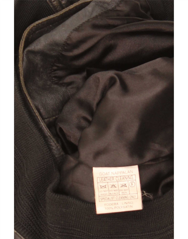 Vintage męska kurtka skórzana bomber IT 46 mała czarna skóra