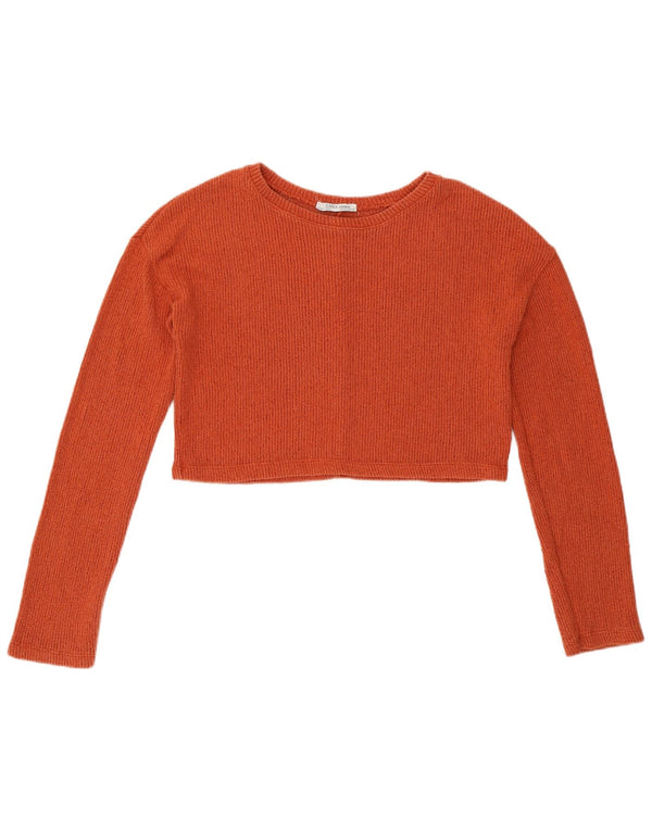 Zara Womens Trafaluc Crop Crop Top Long Sleeve UK 10 Small Brown
