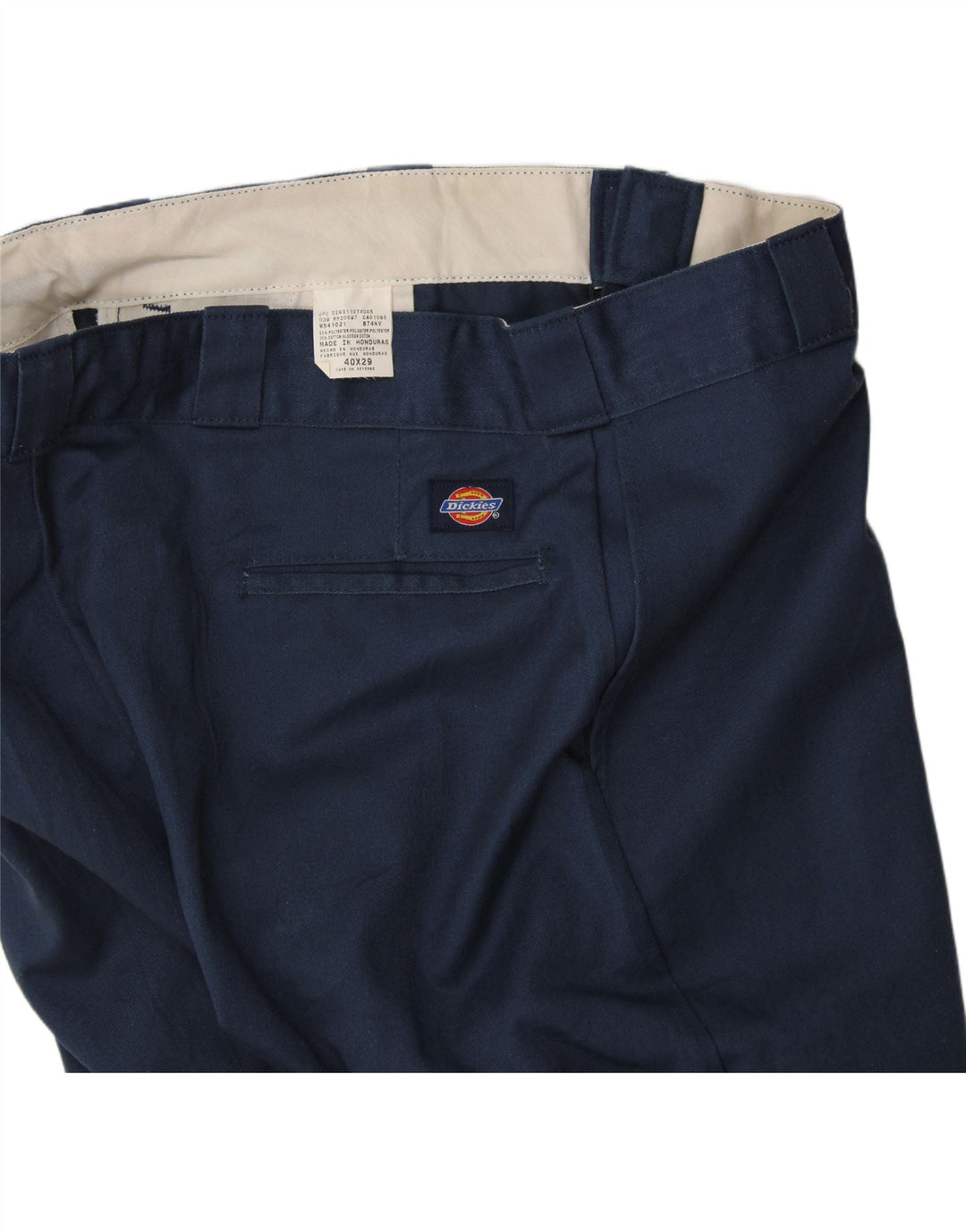 DICKIES Mens Straight Chino Trousers W40 L29 Navy Blue Polyester Vintage Dickies and Second-Hand Dickies from Messina Hembry 