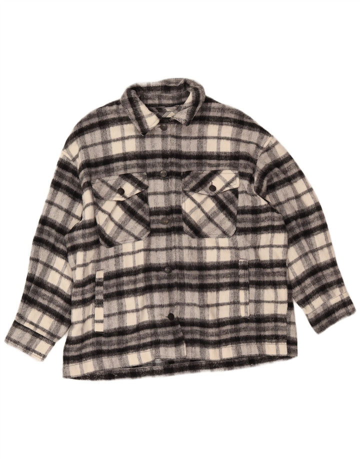 Damska koszula oversize ZARA flanelowa UK 16 w dużą czarną kratę