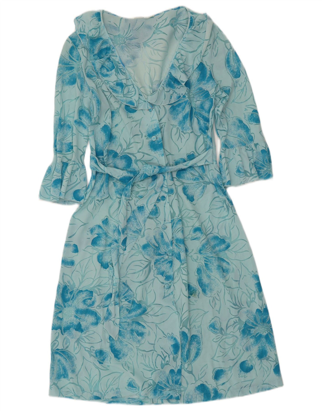 Damska sukienka o linii A z rękawem 3/4 Imec UK 12 Średni niebieski w kwiaty