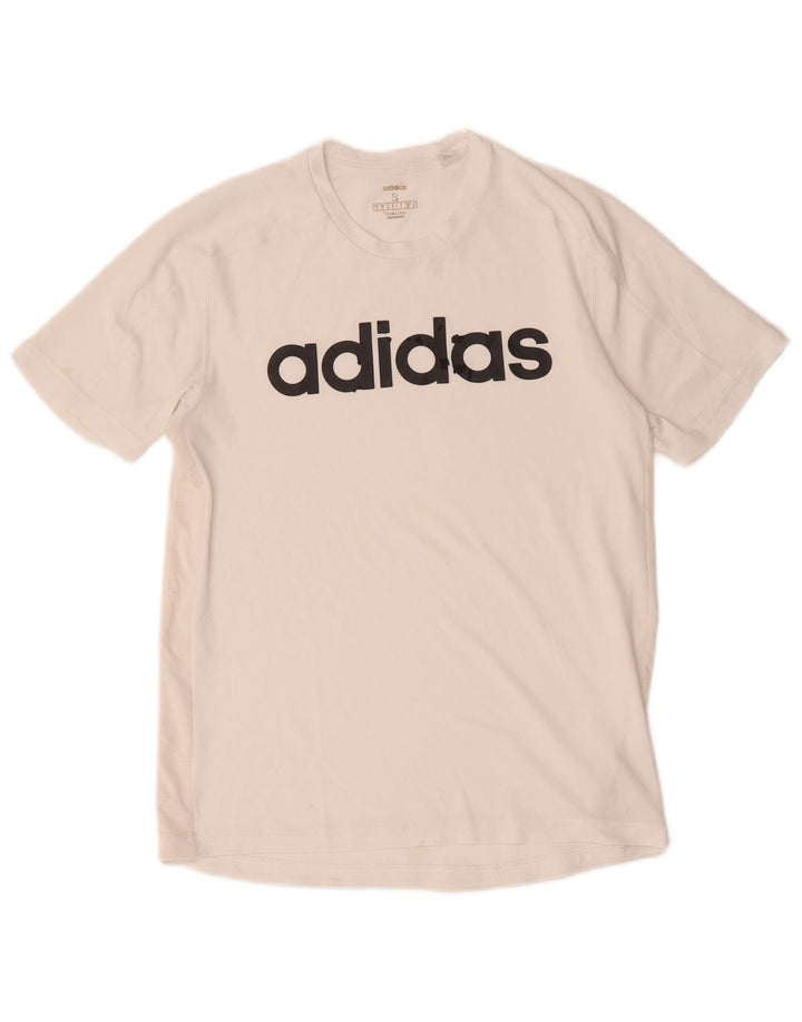 Męska koszulka Adidas Climacool z grafiką, mała, biała, poliestrowa
