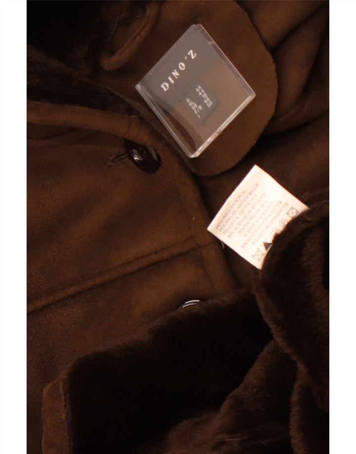 Damski płaszcz z kapturem DINO' Z Sherpa UK 18 XL, brązowy poliester