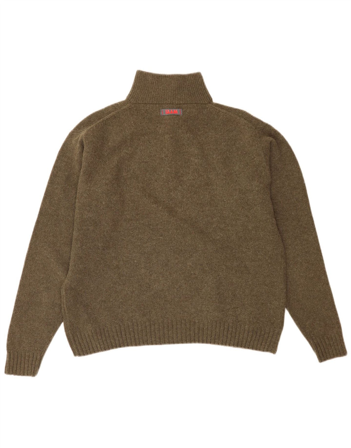 Męski sweter z zamkiem błyskawicznym XL Khaki z dziewiczej wełny