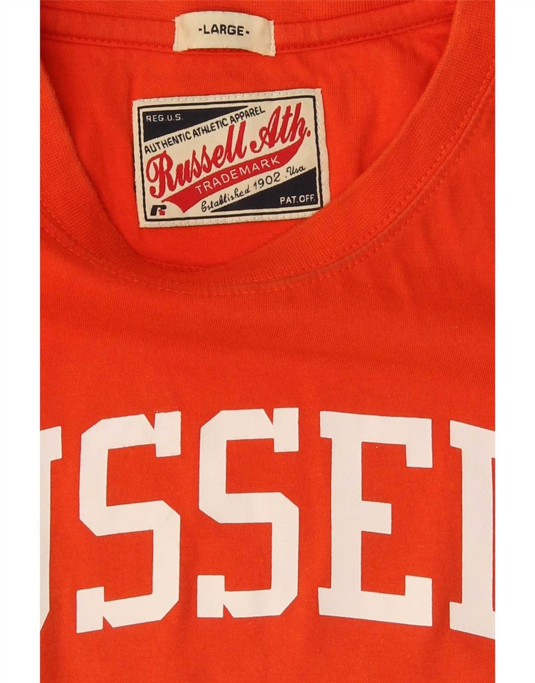 Męski T-shirt Russell Athletic z grafiką, duży, pomarańczowy