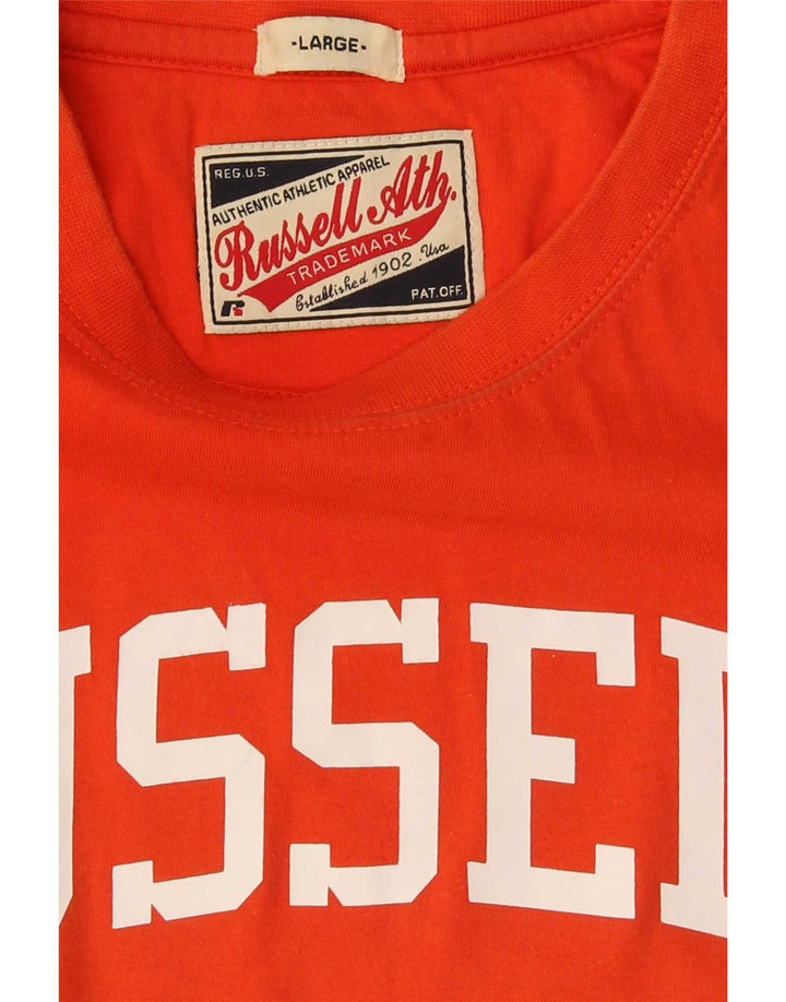 Męski T-shirt Russell Athletic z grafiką, duży, pomarańczowy