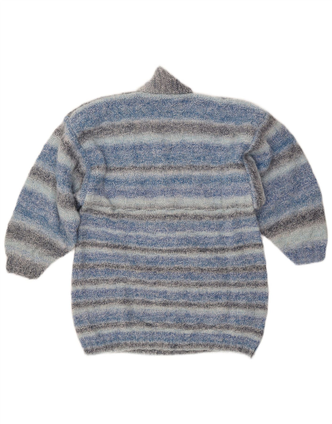 Sweter damski VINTAGE z szalowym dekoltem UK 14 w średnie niebieskie paski