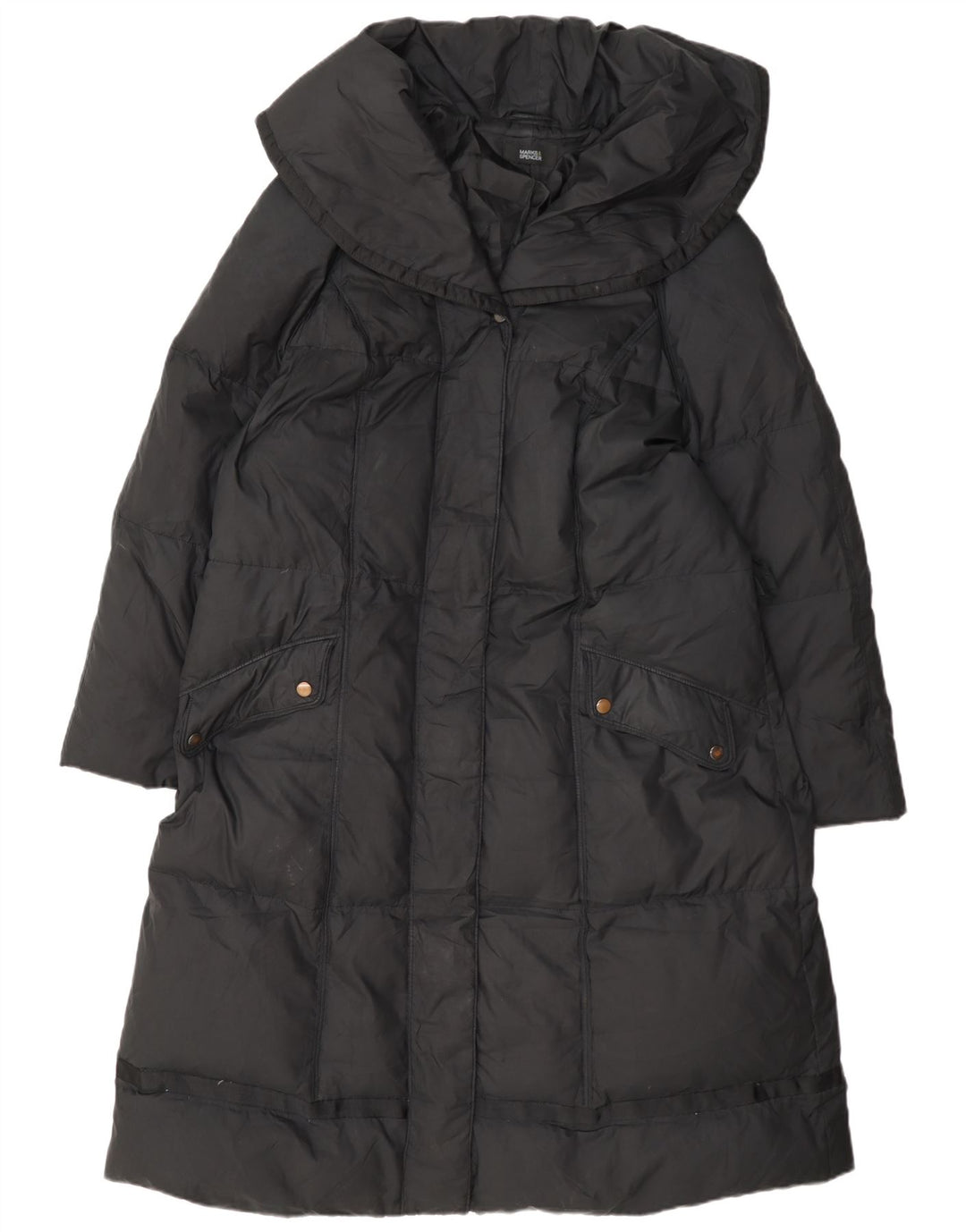 Marks & Spencer Damski płaszcz ocieplany UK 22 3XL Czarny poliester