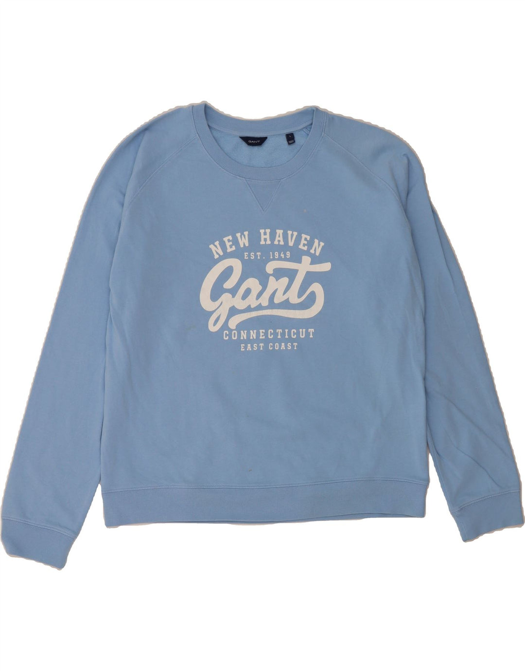 GANT Womens Graphic Sweatshirt Jumper UK 16 Large Blue Cotton Vintage Gant and Second-Hand Gant from Messina Hembry 