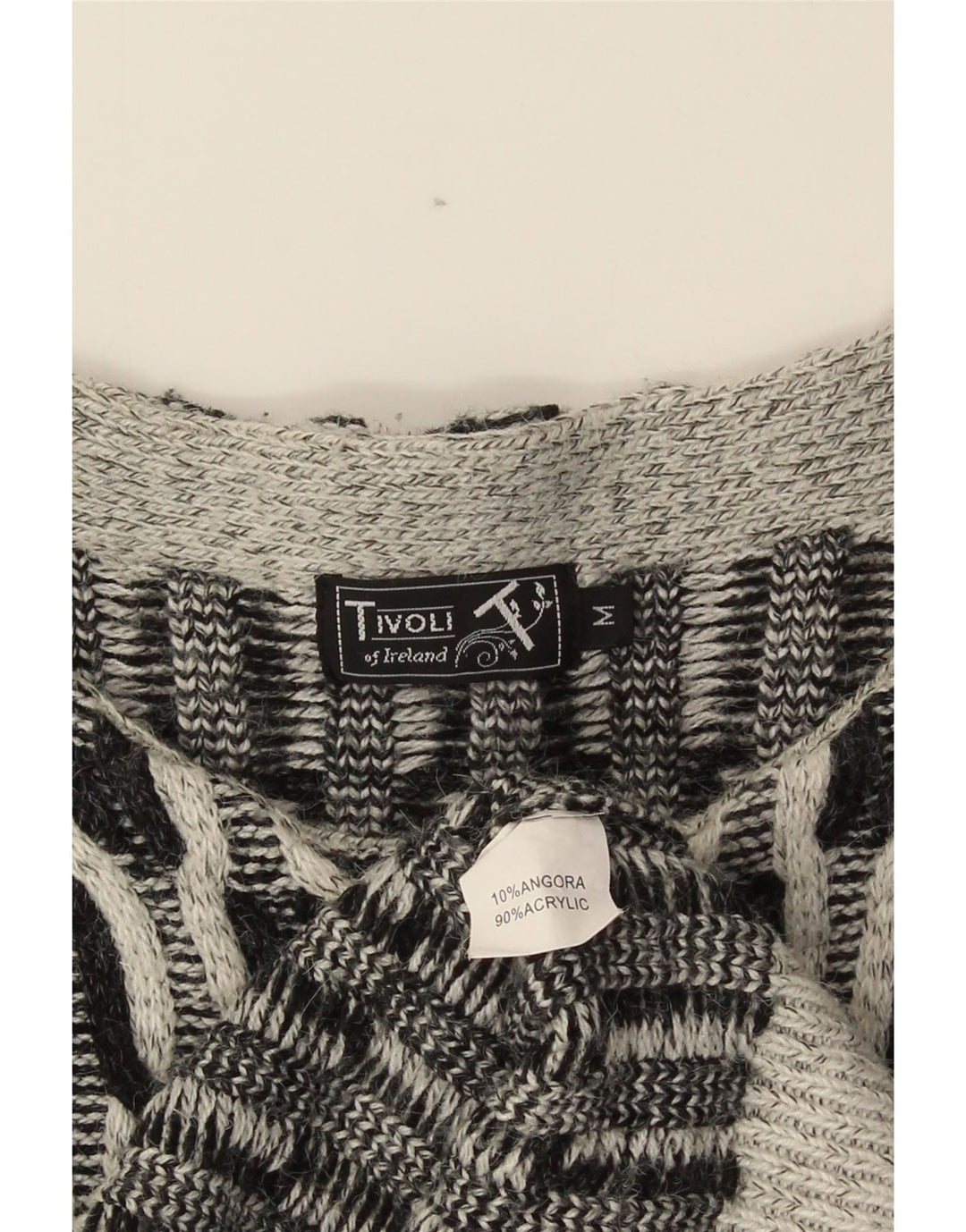 Damski sweter oversize Tivoli z otwartym kardiganem UK 14, średnioszary, geometryczny