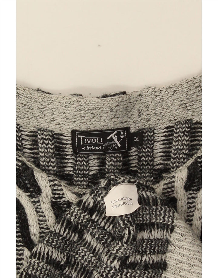 Damski sweter oversize Tivoli z otwartym kardiganem UK 14, średnioszary, geometryczny