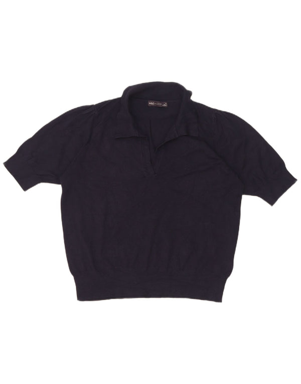 Marks & Spencer Damski sweter polo UK 16, duży, granatowy