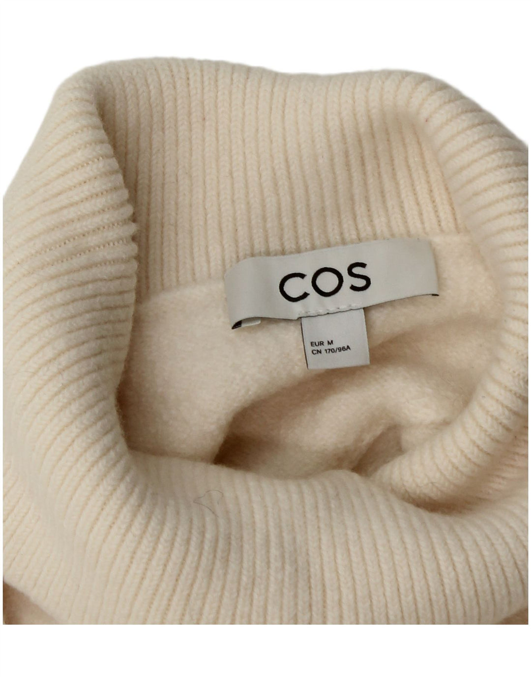 Cos Damski sweter oversize z golfem UK 14, średnia biała wełna